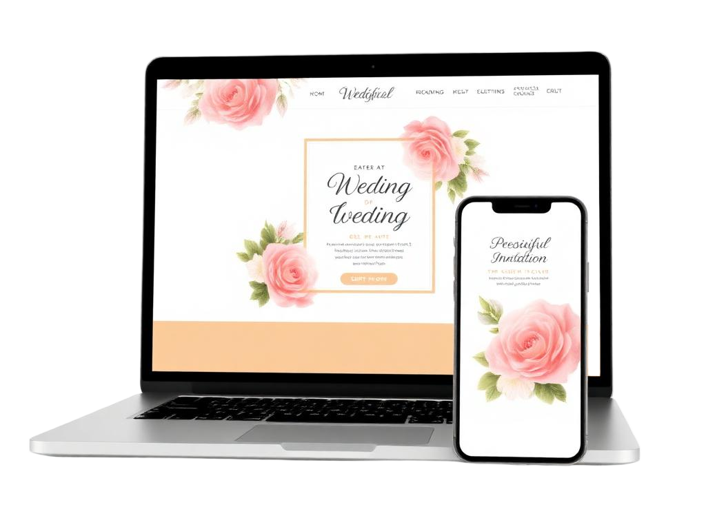 Luvvite wedding invitation preview on laptop and phone